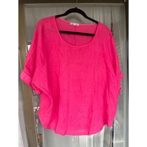 Pink Linen Top, Size L